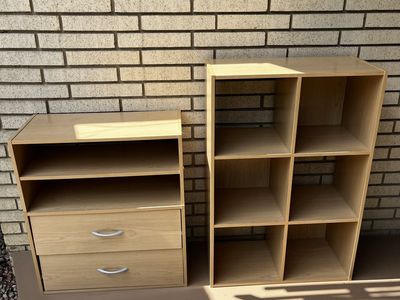 Light Wood Grain Storage Cubes & Drawer Unit - Bookcase/Shelving