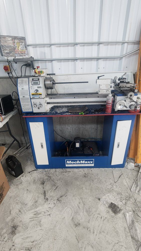 Used MechMaxx Benchtop Lathe Machine - Industrial Metalworking Lathe with Stand
