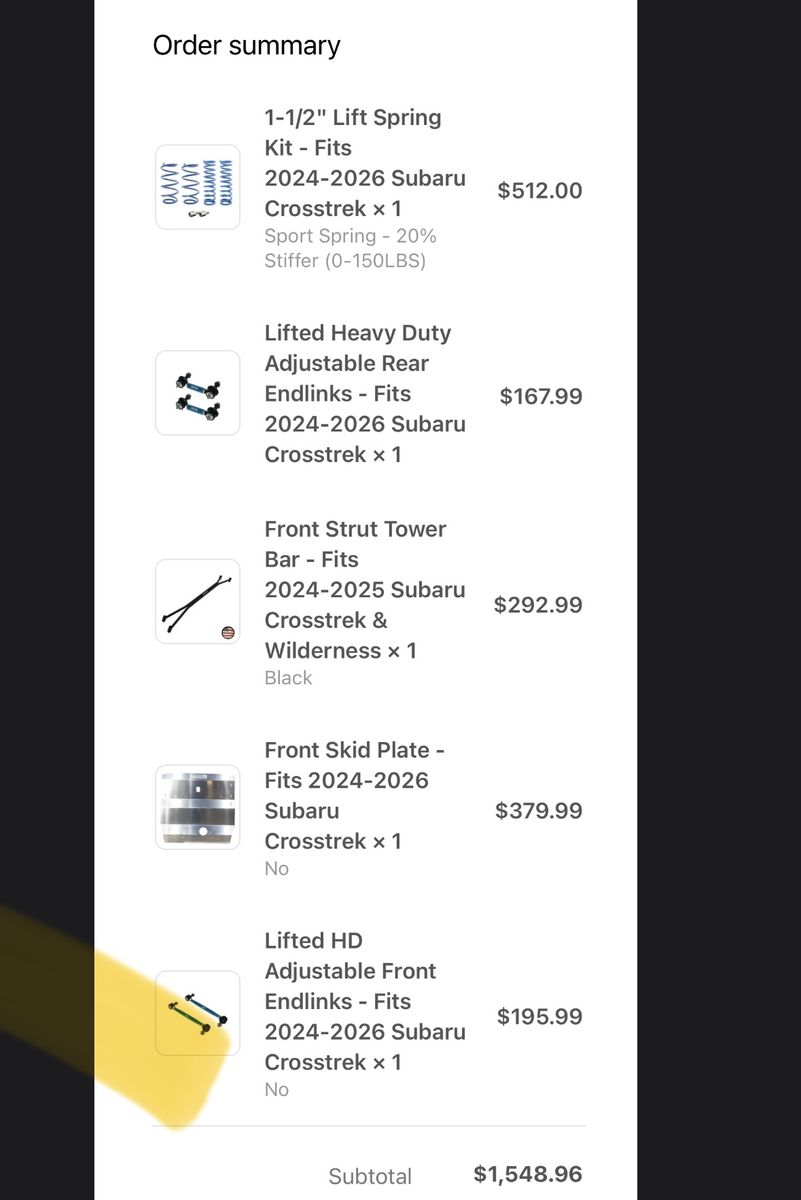 SUBARU CROSSTREK PARTS