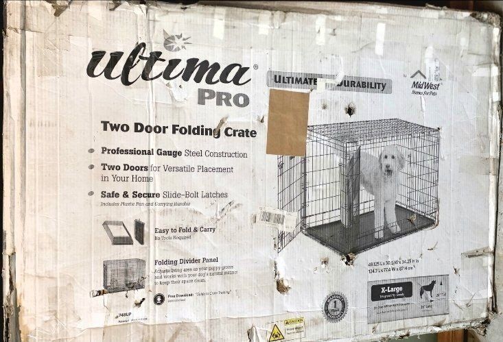 NEW - 49 Inch, MidWest Ultima Pro Double Door Collapsible Wire Dog Crate