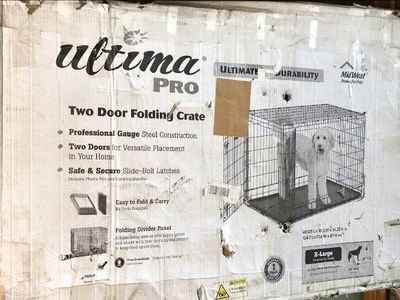 NEW - 49 Inch, MidWest Ultima Pro Double Door Collapsible Wire Dog Crate
