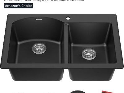 Kraus Black 33-Inch Double Bowl Granite Kitchen Sink KGD-52 BLACK