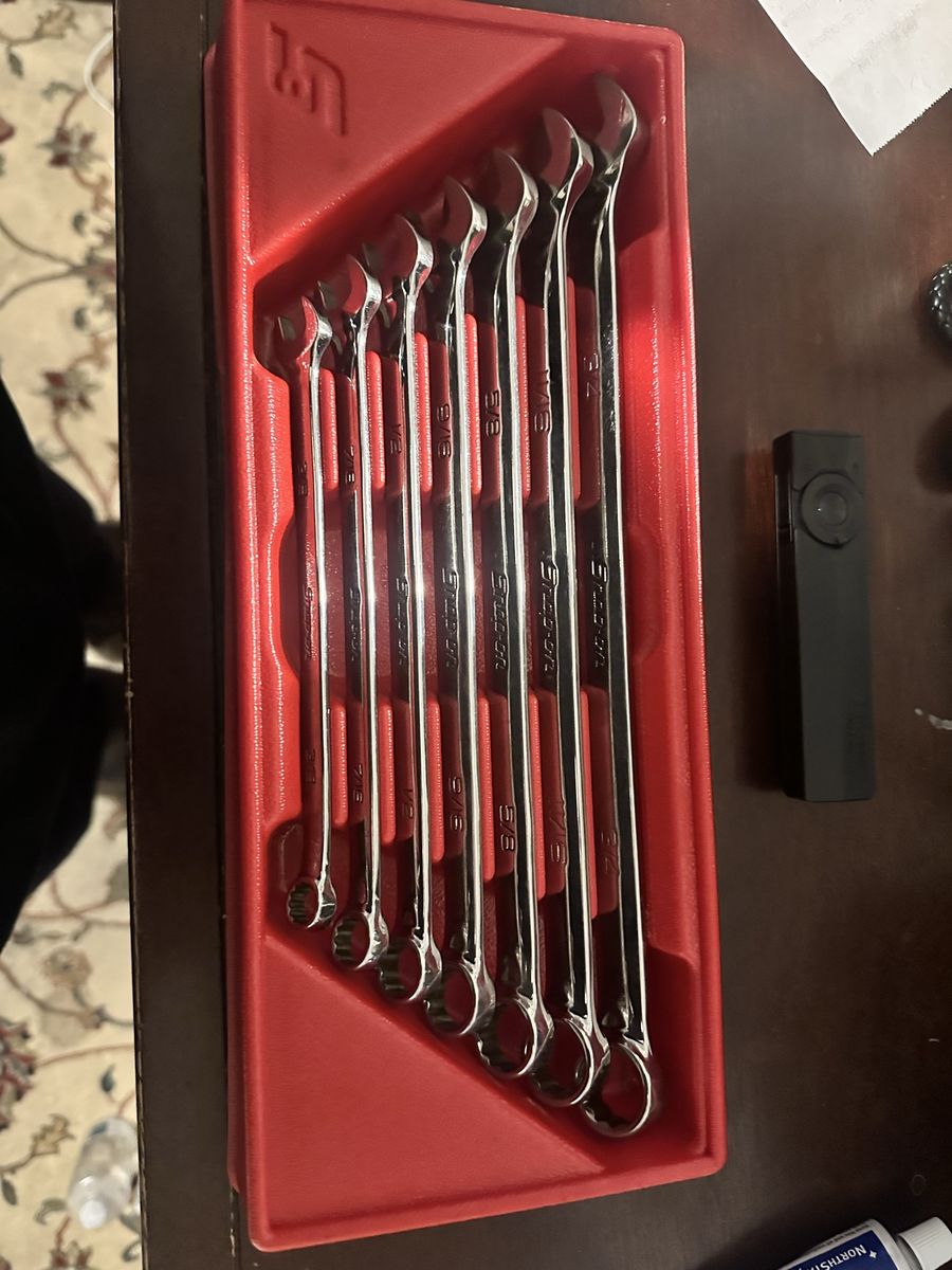 (Snap on) 7 pc 12-Point SAE Flank Drive® Long Combination Wrench Set (3/8–3/4")