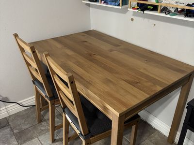 IKEA JOKKMOKK Solid Wood Dining Set - Table & 4 Chairs - Light Wood Finish