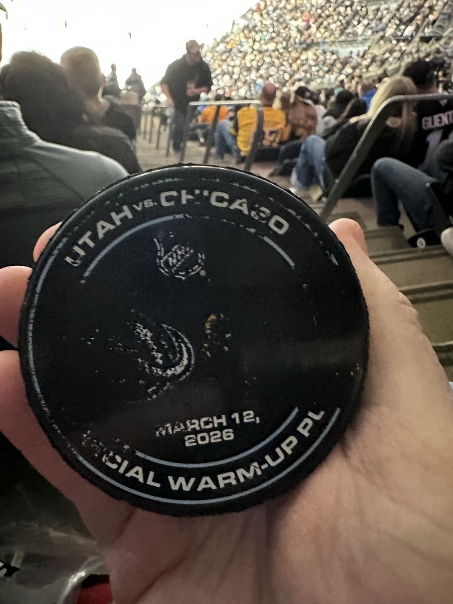 Utah Mammoth vs Chicago Blackhawks Warmup Puck