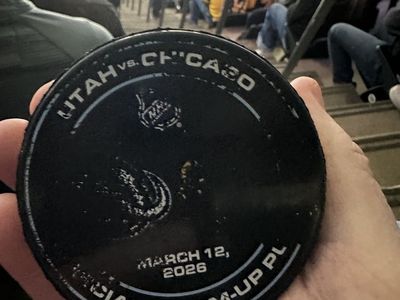 Utah Mammoth vs Chicago Blackhawks Warmup Puck