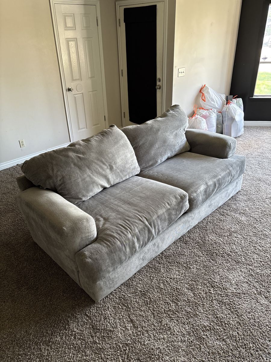Comfortable Grey Velvet Two-Seater Sofa - Modern Design, Excellent condition