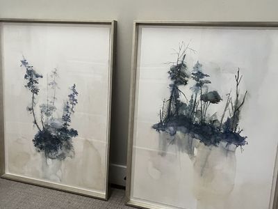 Framed Watercolor Tree Landscape Wall Art Set - Modern Abstract Nature Prints (Set of 2)