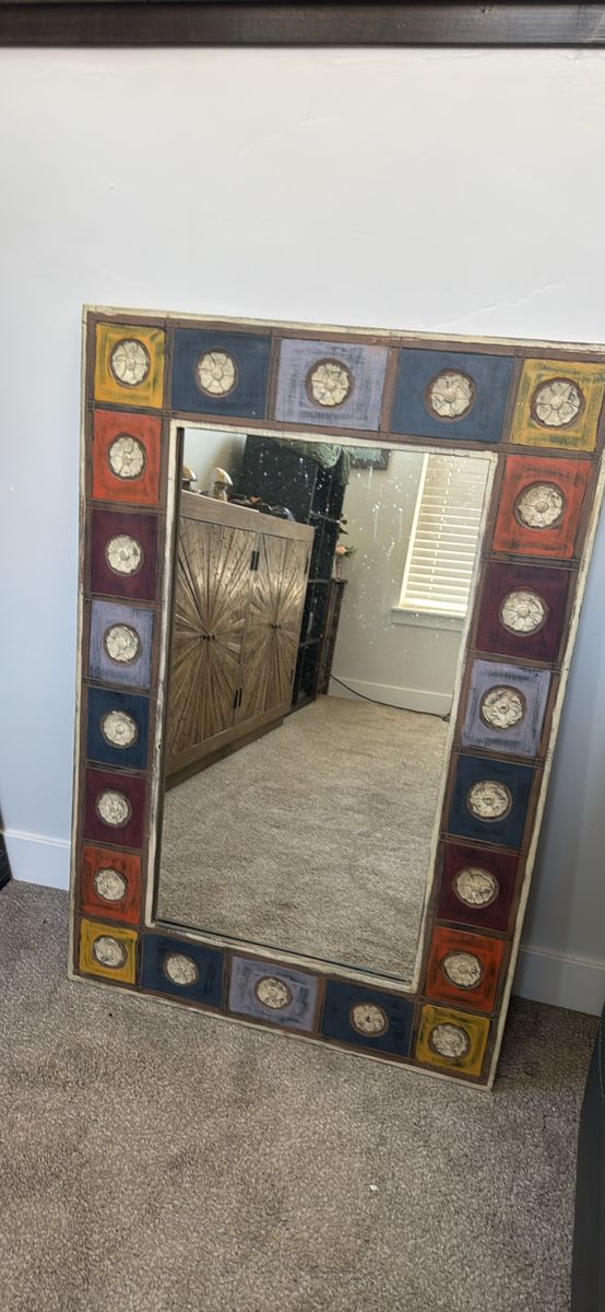 Pier One 2005 Wooden Multi Patchwork Mirror Pier 1