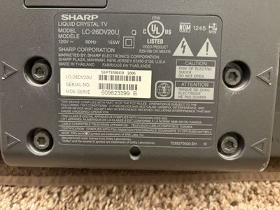 Sharp LC-26DV20U 26 Inch Liquid Crystal TV with Remote