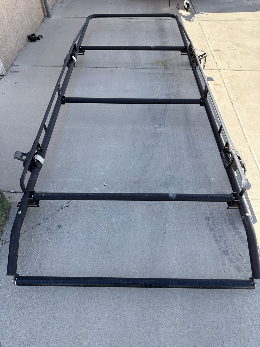 Heavy-Duty Van Ladder Rack w/ Roller Bar & Straps for Ford Econoline - Easy Load/Unload
