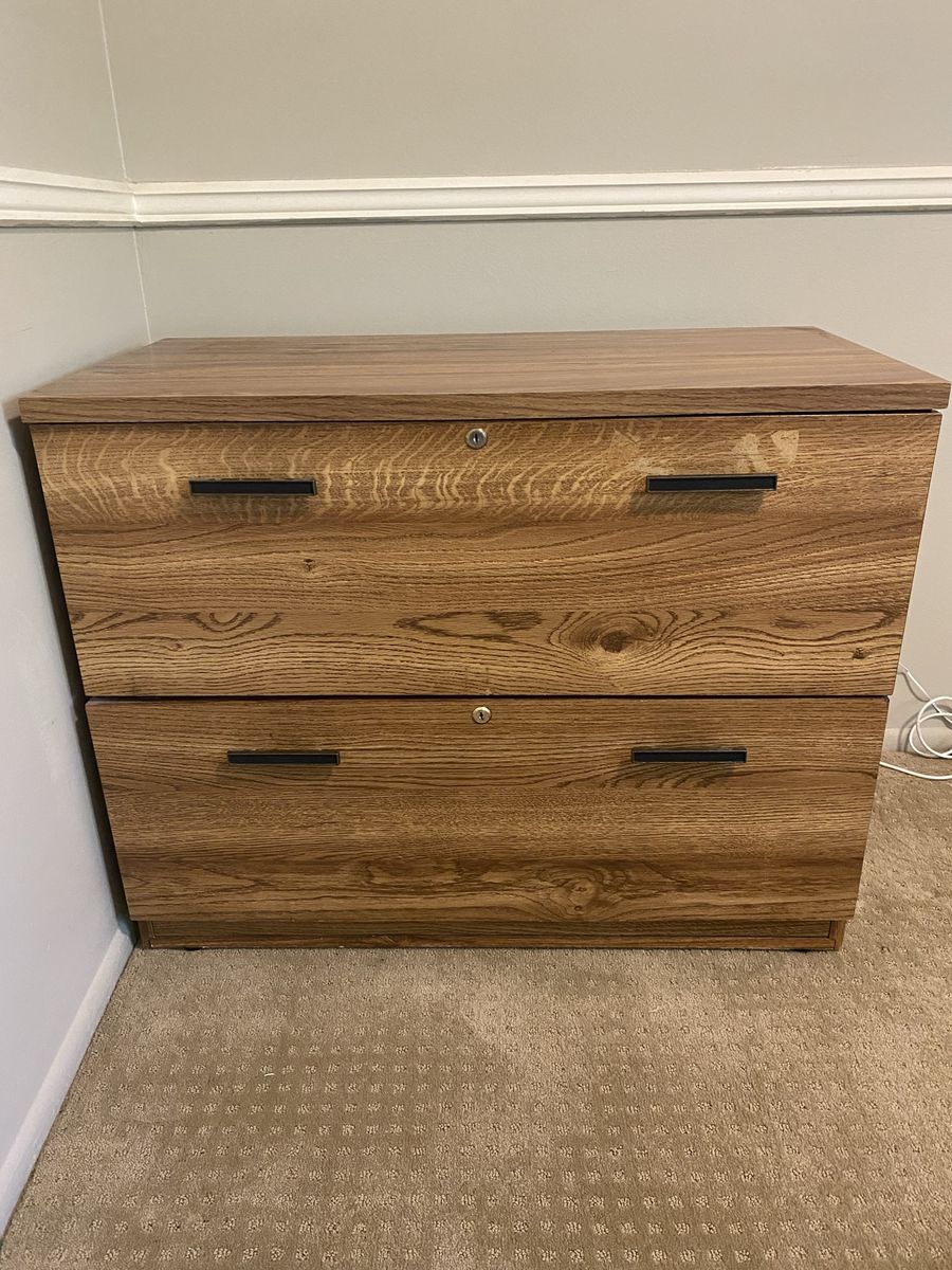 2-Drawer Cabinet with Wood Grain Finish
