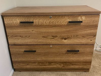 2-Drawer Cabinet with Wood Grain Finish