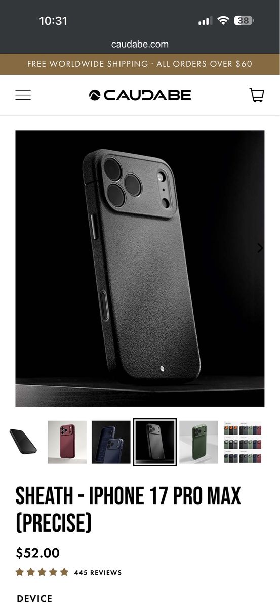 Caudabe Sheath Phone Case for iPhone 17 Pro Max - Black