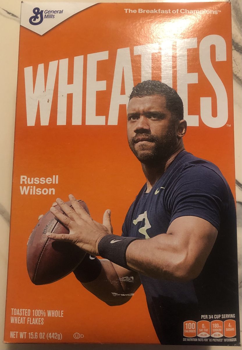 General Mills Wheaties Russell Wilson Box (Empty) - The Breakfast of Champions Collectible