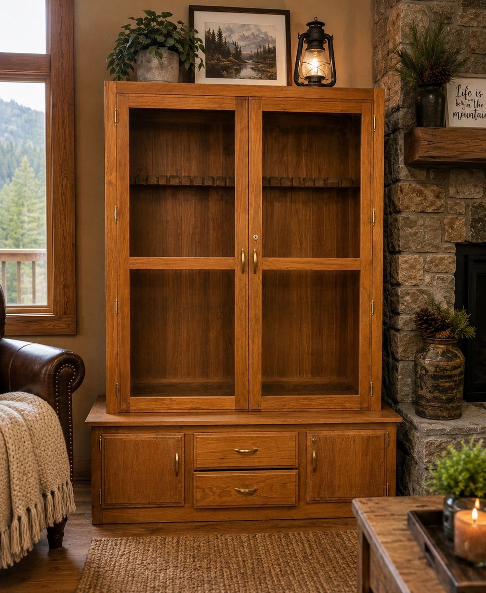 Solid Wood Glass Display / Gun Cabinet