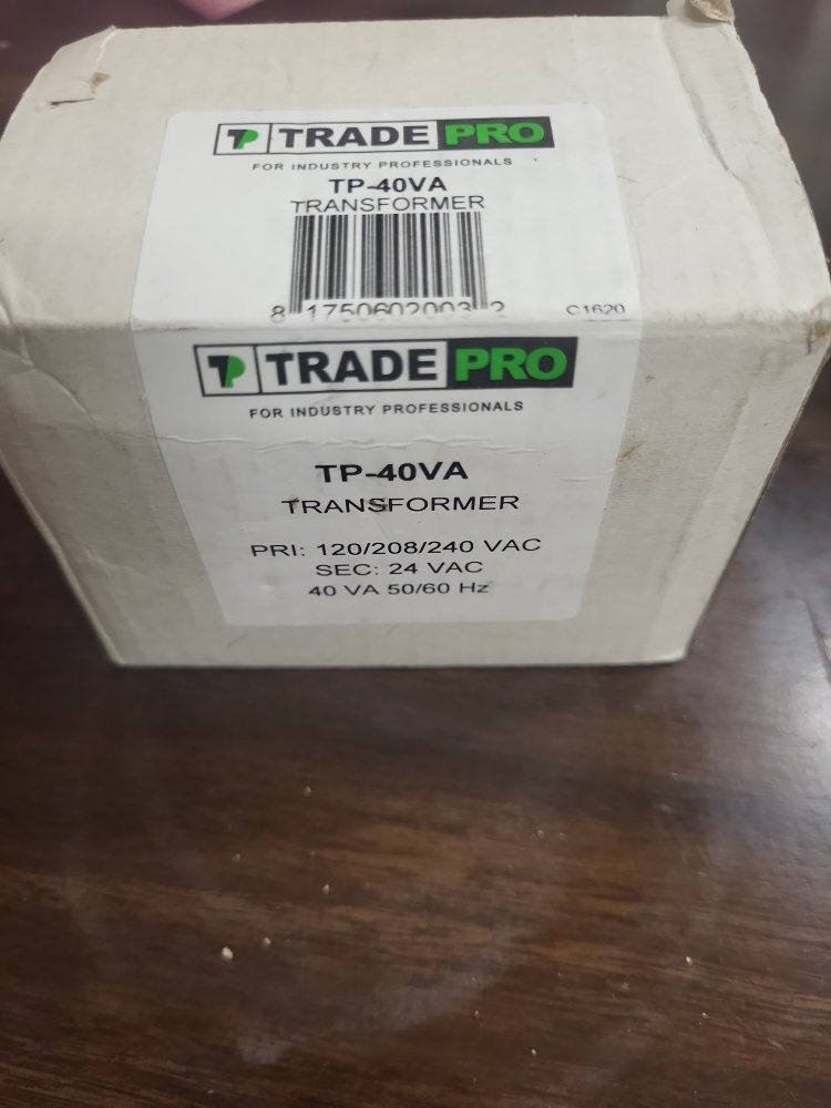 TRADE PRO TP-40VA 120/208/240V to 24 VAC 40 VA Transformer - 50/60 Hz