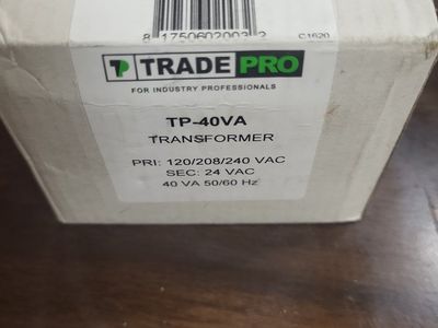 TRADE PRO TP-40VA 120/208/240V to 24 VAC 40 VA Transformer - 50/60 Hz