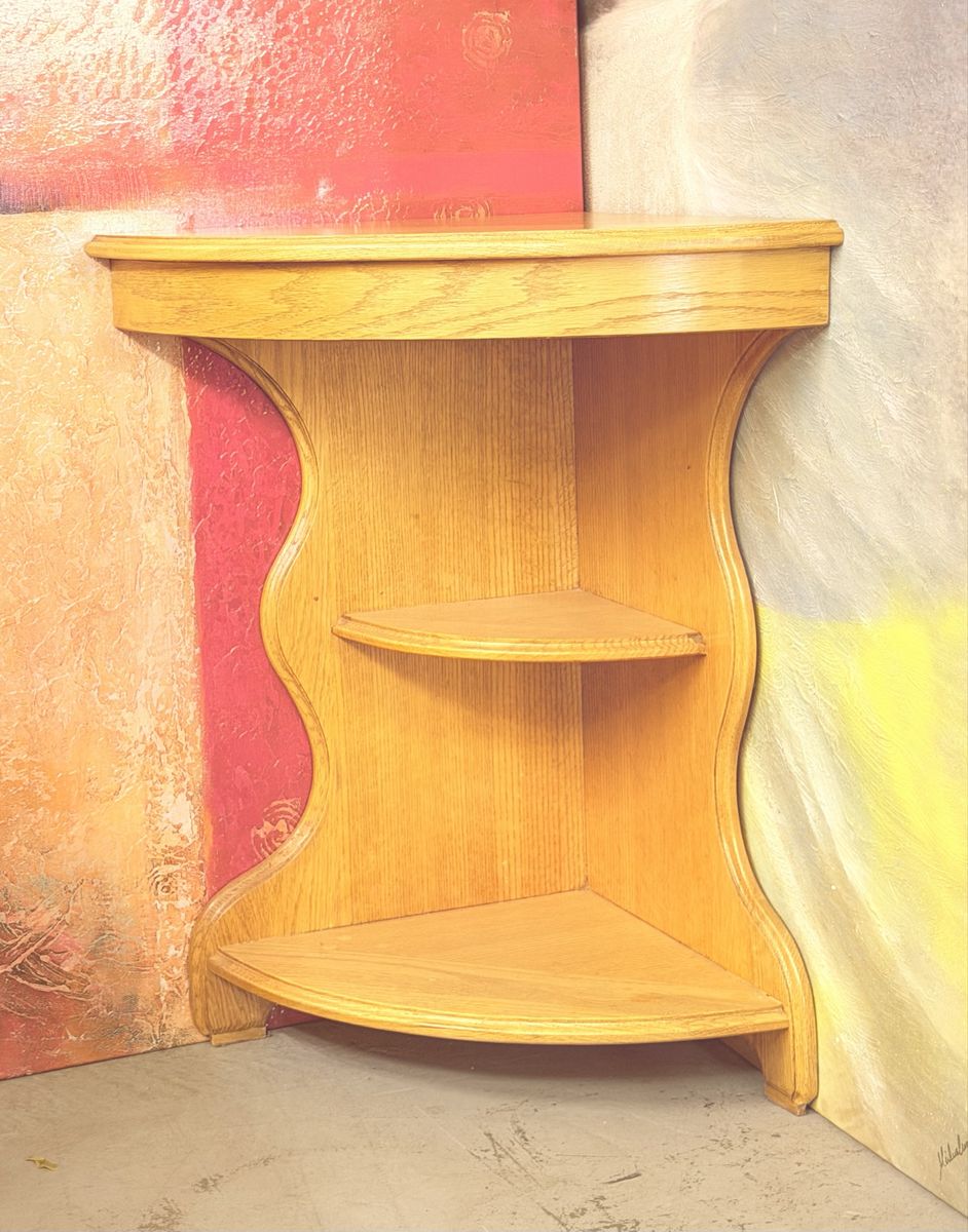 Beautiful 4-Piece Solid Wood Set – Corner Table, 2 Barstools & Matching Wall Clock