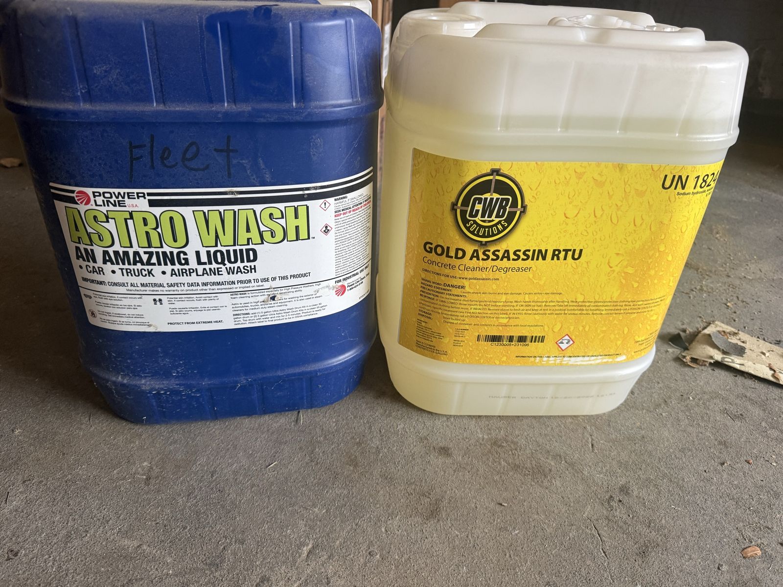 NEW Unopened Pressure Washing Chemicals - Gold Assassin Degreaser & Astro Wash - 5 Gal Each