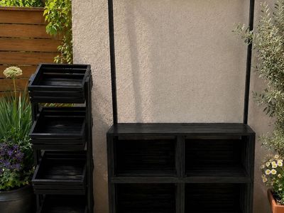 Wooden Display Stand & Crate Rack - Black, Versatile