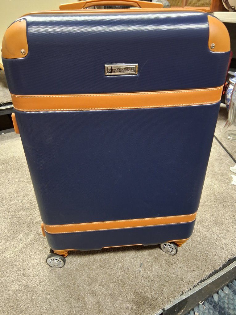 Navy Blue & Hardshell Spinner Luggage Suitcase - Rolling Travel Bag