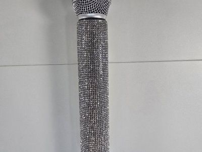 Sparkling Silver Bling Microphone Prop - Rhinestone Embellished Doesn't Work