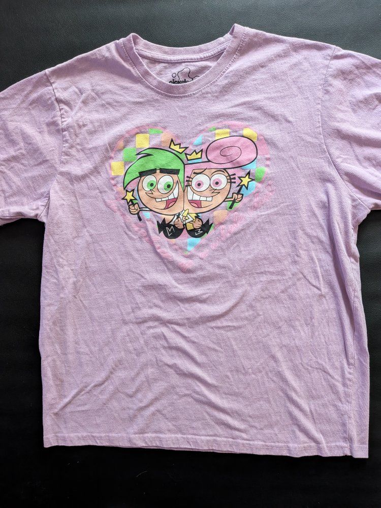 Nickelodeon Fairly OddParents Cosmo and Wanda Heart T-Shirt Lavender