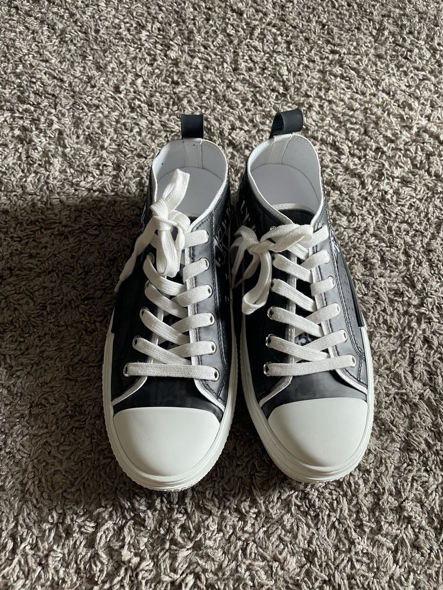 Shoes Dior B23 Low-Top Sneakers Black White Oblique Canvas