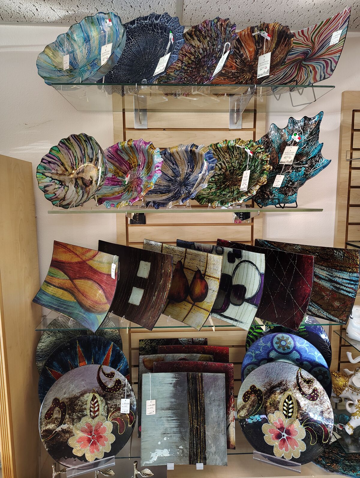 Decorative Glass Vase_Platter_Bowl ( NEW ) prices $14.99 - $29.99. blue, gold, orange. Made in Italy