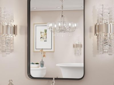 New in box 1 Black Bathroom Vanity Mirror for Wall, 30Lx22W Inch Metal Framed Wall Mirror
