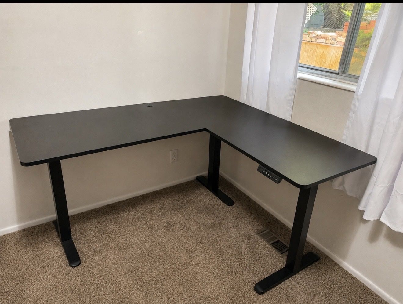 VIVO Black Electric L-Shaped Standing Desk
