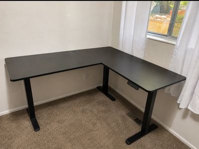 VIVO Black Electric L-Shaped Standing Desk