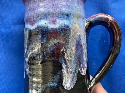 2 x large, handmade, ceramic pottery mugs