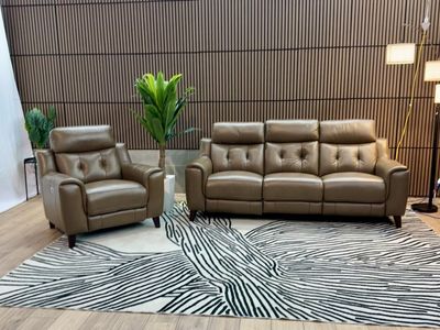 LUXURY COMFORT LEATHER POWER RECLINING SOFA + RECLINER - SAVE $1,700 THIS WEEKEND