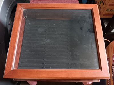 Wooden Display Case with Glass Top and Black Velvet Slot Insert