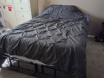Purple mattress + bed frame