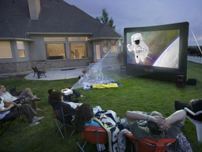 Open Air Home 12' (w) x 7' (H) Inflatable Outdoor Movie Screen System, Optoma Projector
