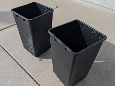 Mix of bins / buckets / cans