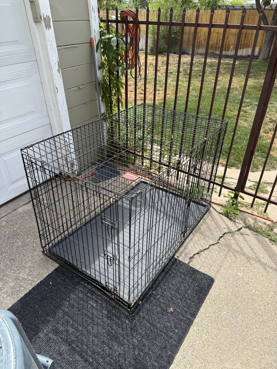 Large Black Wire Dog Crate Pet Kennel with Divider and Removable Tray
