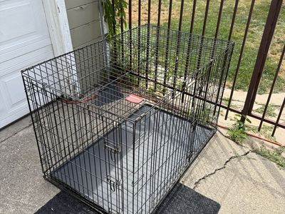 Large Black Wire Dog Crate Pet Kennel with Divider and Removable Tray