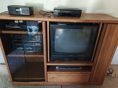 Entertainment Center with Vintage Stereo Components