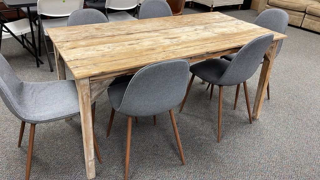 Rustic Wood Table – 63" – $50, Chairs sold separately – $20 each.