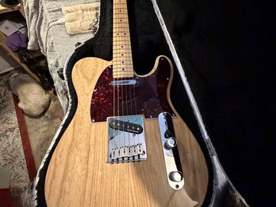 American Made Fender Telecaster Electric Guitar - Natural Wood Finish, Tortoise And a 100 Watt Fender Amp