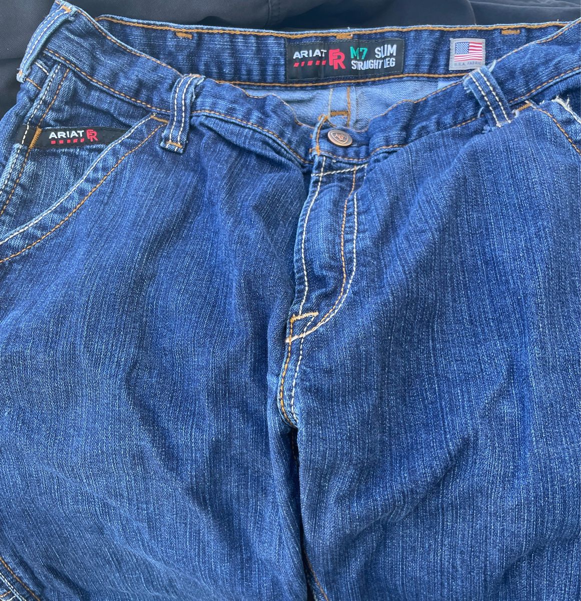Ariat Men's M7 Slim Straight Leg Jeans - Size 36/32 - Blue Denim with USA Fabric