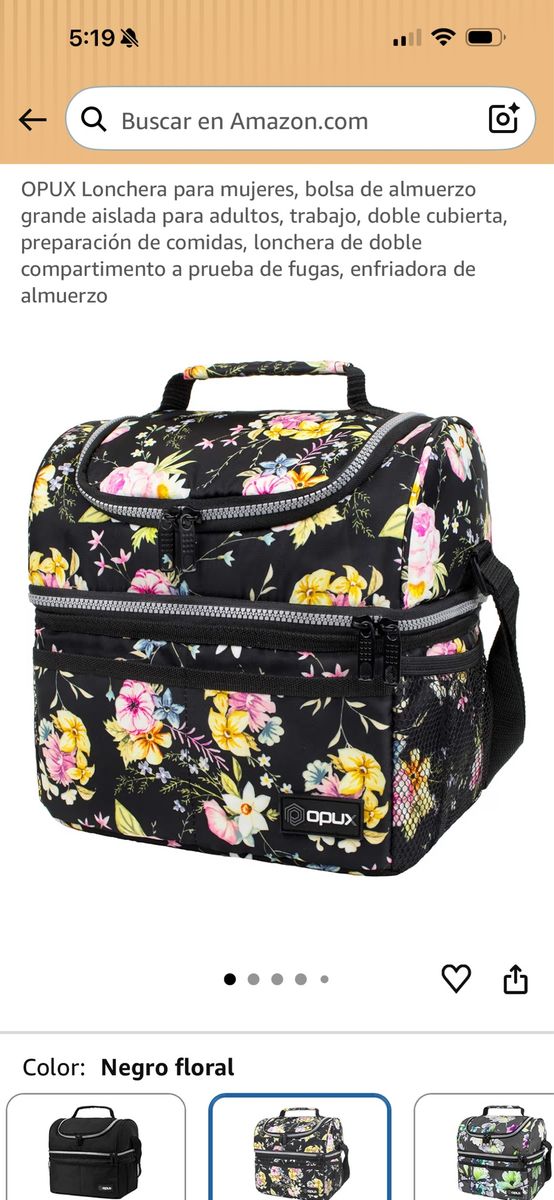 OPUX Floral Insulated Lunch Bag for Women, Double Decker, Leakproof, Meal Prep