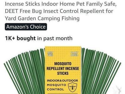 New BugBai Natural Mosquito Repellent Incense Sticks Plant-Based DEET Free 240 Count