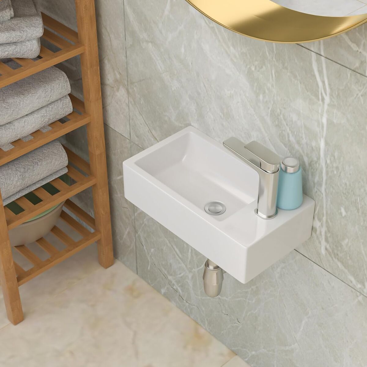 Wall Mount 18" x 10" White Porcelain Rectangle Bathroom Sink