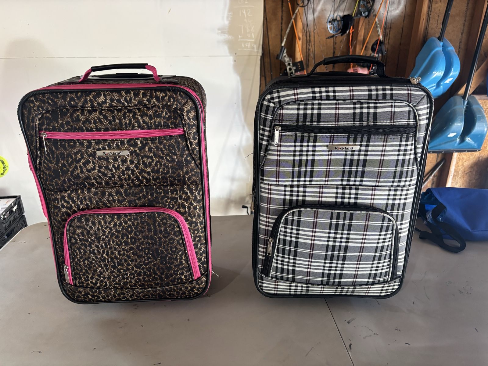 Rockland 2-Piece Carry-On Luggage Set - Leopard Print & Plaid Rolling Suitcases