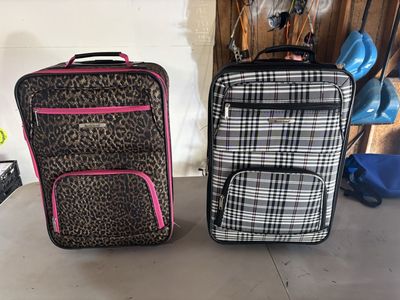 Rockland 2-Piece Carry-On Luggage Set - Leopard Print & Plaid Rolling Suitcases